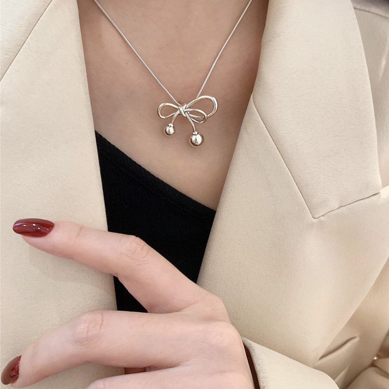 Stainless Steel Gold Plated Casual Simple Style Bow Knot Plating Pendant Necklace
