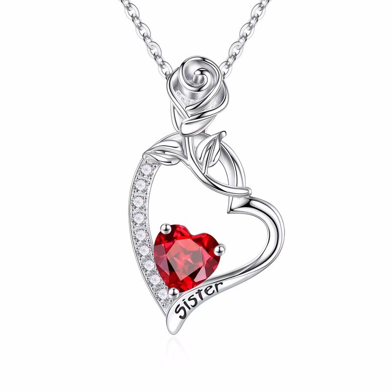Sterling Silver Elegant Classic Style Heart Shape Solid Color Plating Inlay Zircon Pendant Necklace
