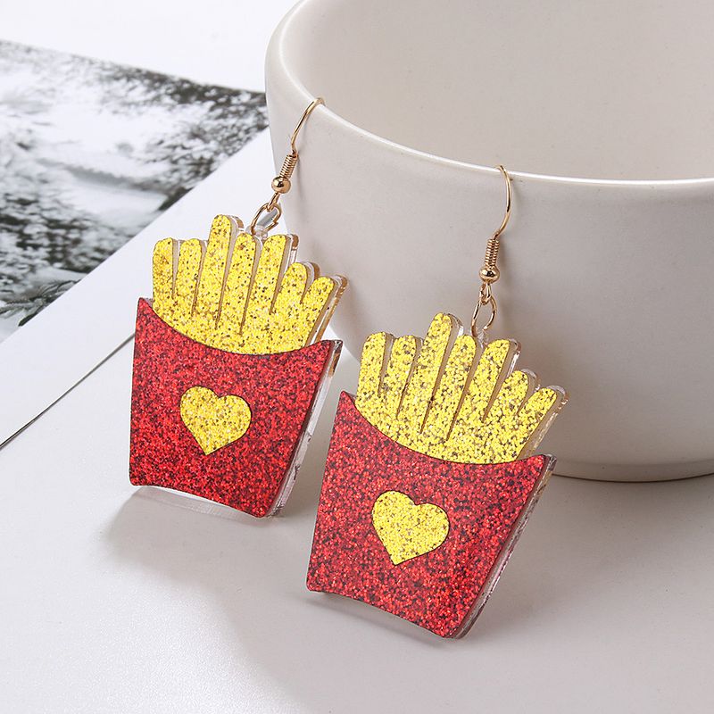 1 Pair Casual Funny French Fries Arylic Drop Earrings