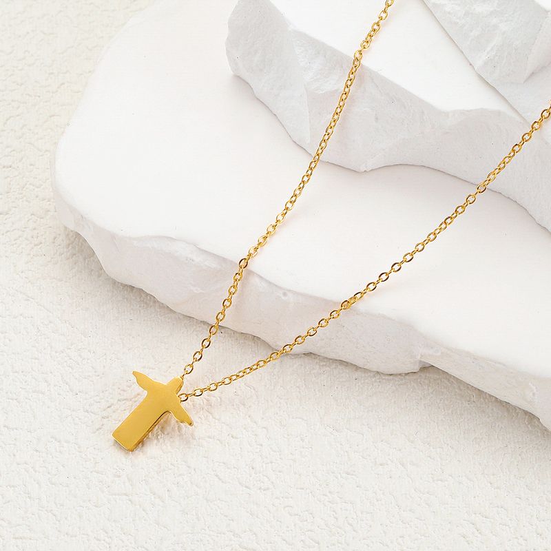 Stainless Steel 18K Gold Plated Hip-Hop Cross Necklace