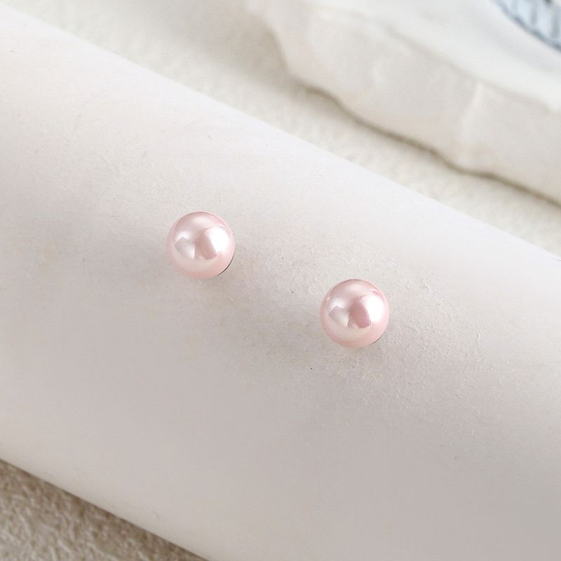 1 Paire Élégant Couleur Unie Incruster Acier Inoxydable Coquille Perles Artificielles Coquille Boucles D'Oreilles