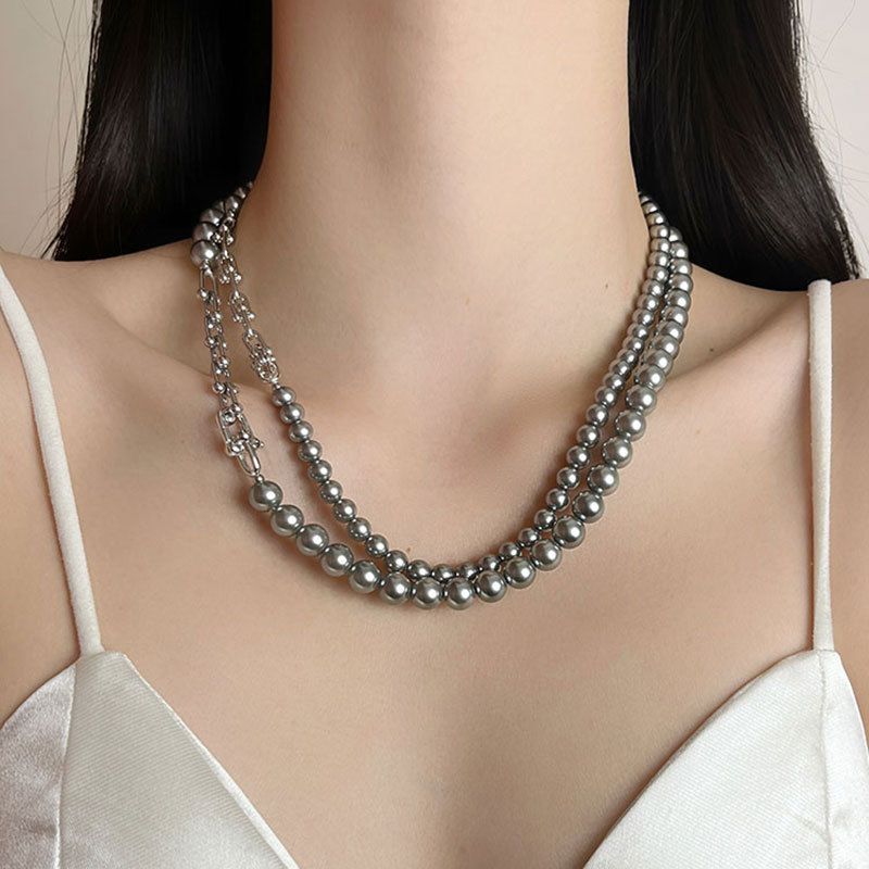 Elegant Geometric Imitation Pearl Alloy Beaded Plating Women's Necklace
