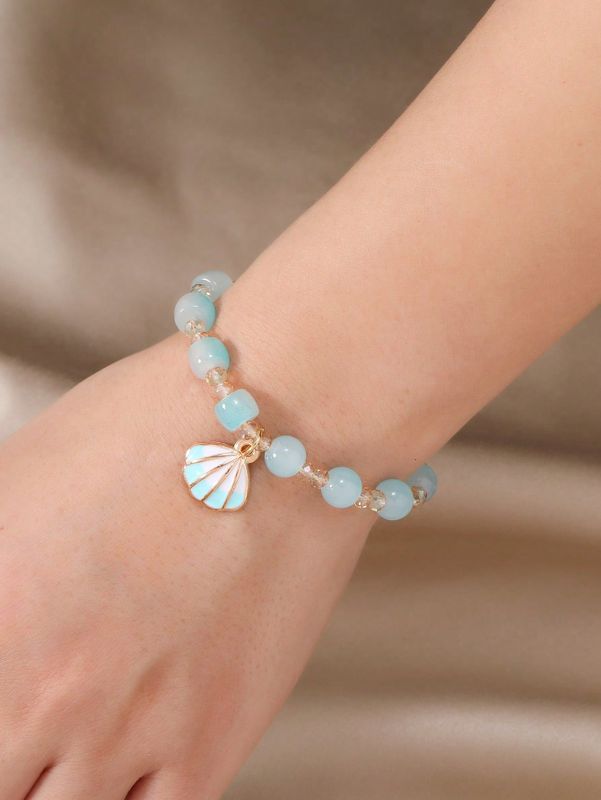 Casual Cute Shell Glass Asymmetrical Beaded Women's Bracelets