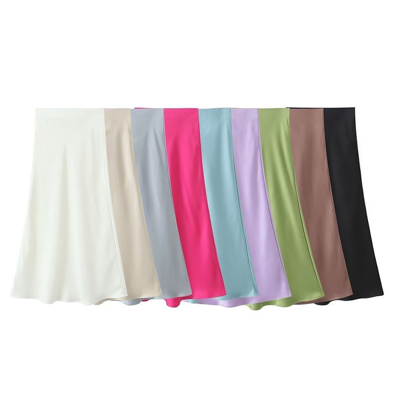 L'Été Style Simple Couleur Unie Polyester Robe Mi-Longue Jupes
