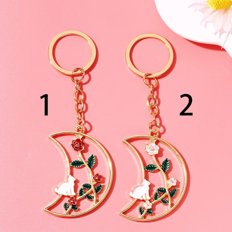 IG Style Simple Style Moon Cat Rose Alloy Plating Bag Pendant Keychain