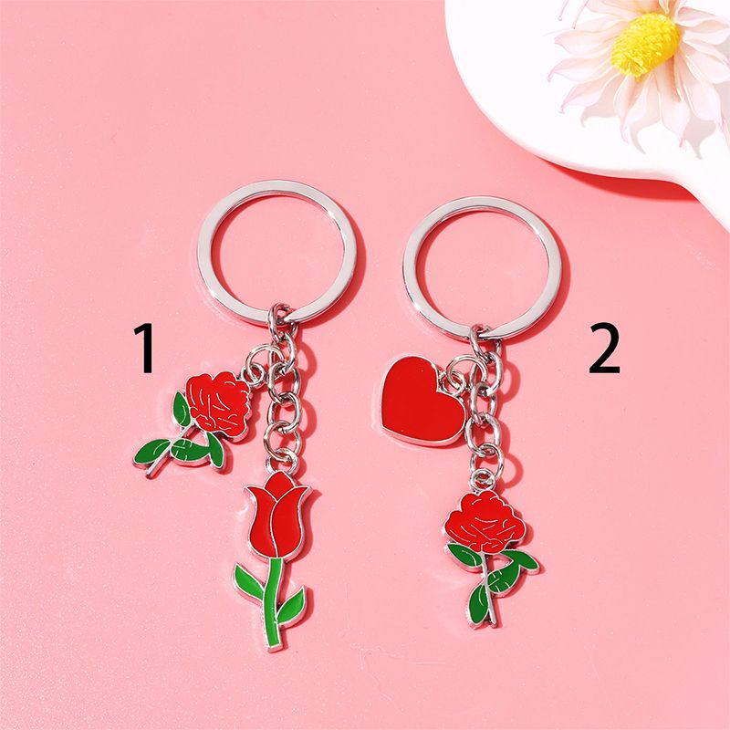 IG Style Simple Style Heart Shape Rose Alloy Enamel Plating Bag Pendant Keychain