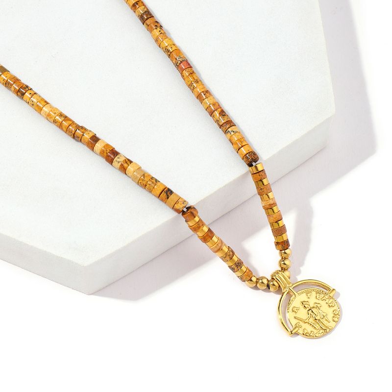 Stainless Steel 18K Gold Plated Roman Style Geometric Necklace