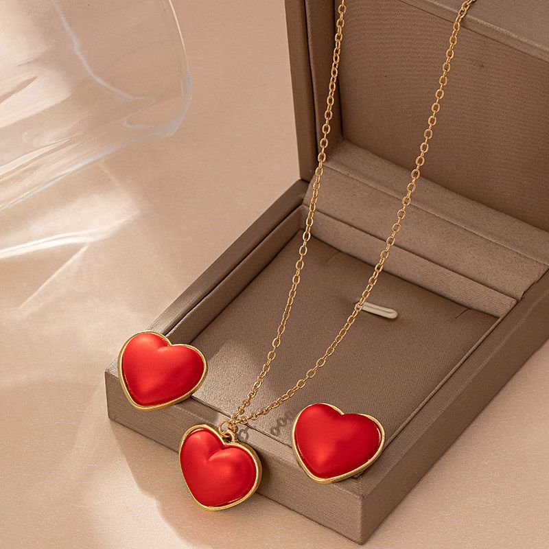 Elegant Glam Luxurious Heart Shape Ferroalloy Inlay Acrylic Women's Jewelry Set