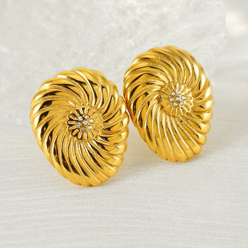 1 Piece Cute Wedding Pastoral Flower Plating Stainless Steel Rhinestones 18K Gold Plated Earrings Ear Studs