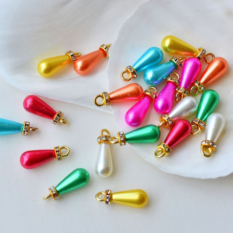 Imitation Pearl Button Color Single Hole Water Drop Pearl Wholesale Buckle Hoop Pendant Zipper Head Diy Accessories Accessories