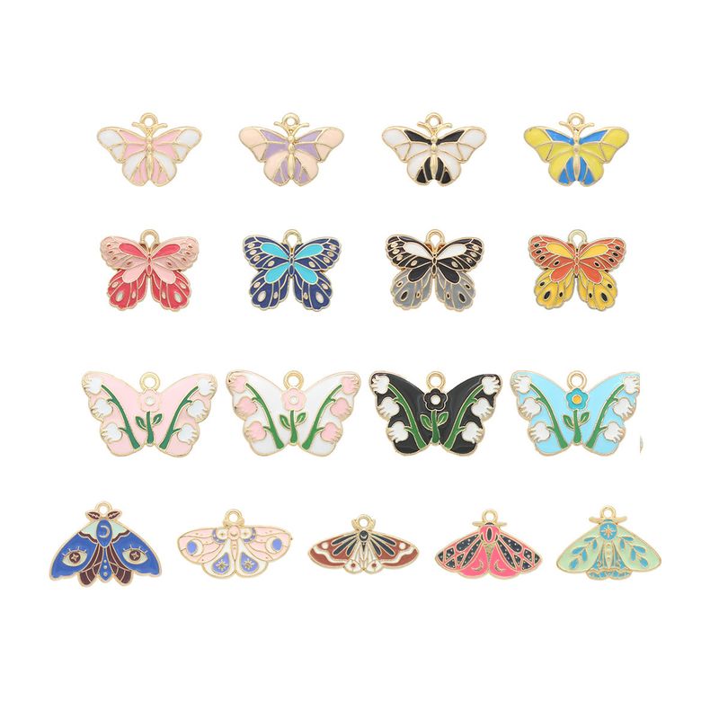 10 Pièces/Paquet 22*18mm 27*18mm 28*18mm Alliage Papillon Moth Brillant Pendentif