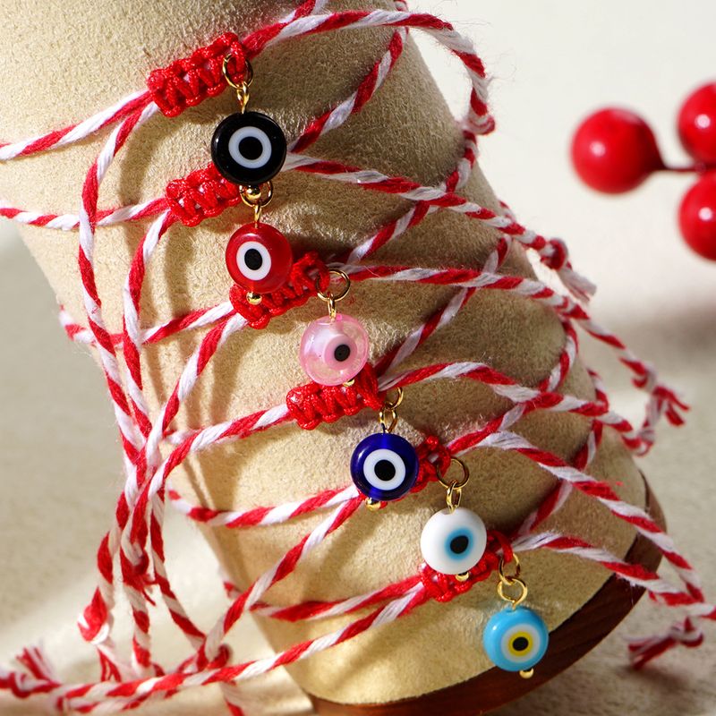 Casual Beach Devil's Eye Glass Rope Women's Drawstring Bracelets