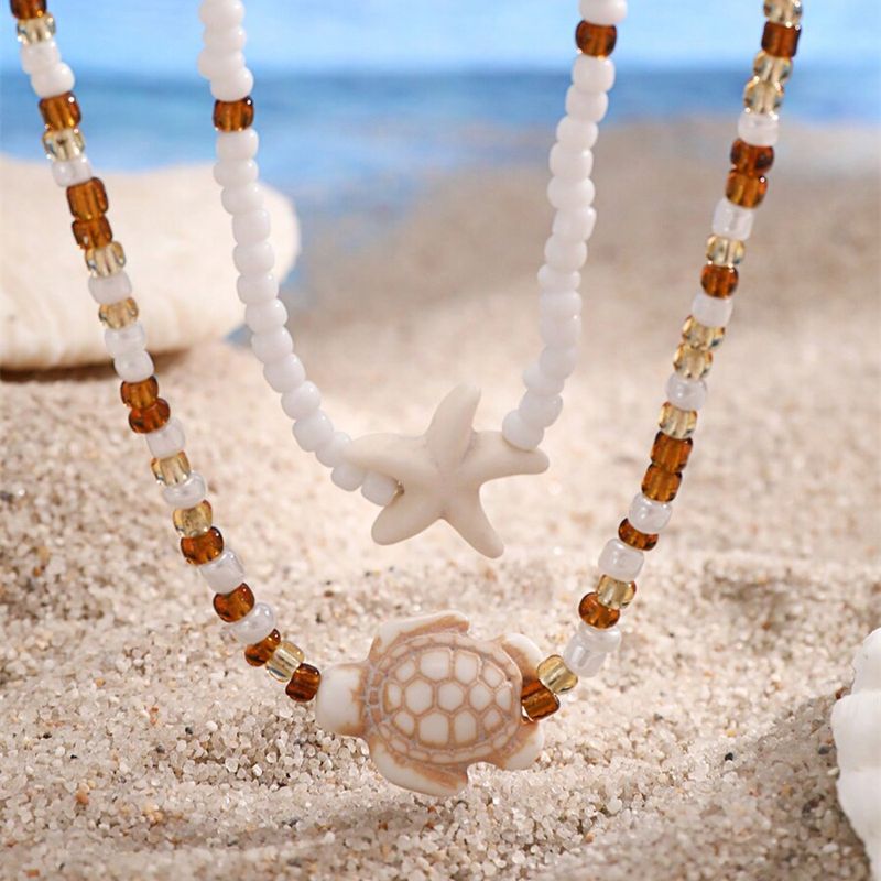Marine Style Beach Starfish Seed Bead Women's Necklace