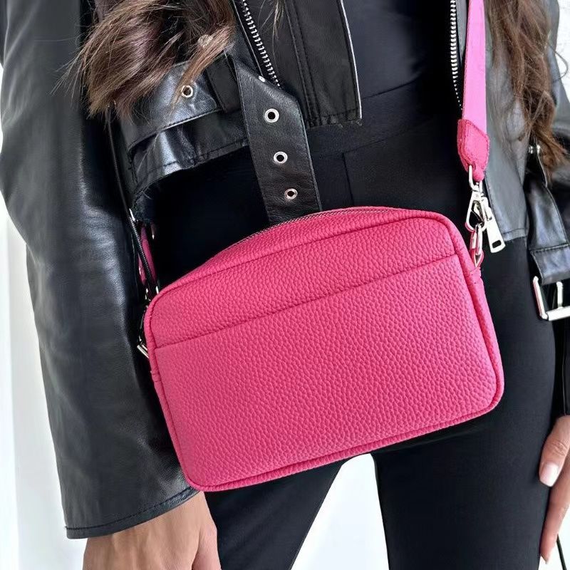 Women's Small Pu Leather Solid Color Basic Zipper Crossbody Bag