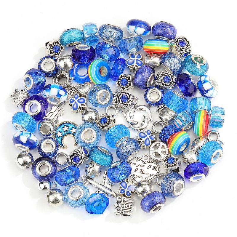 100 Pcs Set Acrylic-Based Resin Alloy Rainbow Patch Big Hole Beads Set Amazon Girls' Jewelry Wholesale
