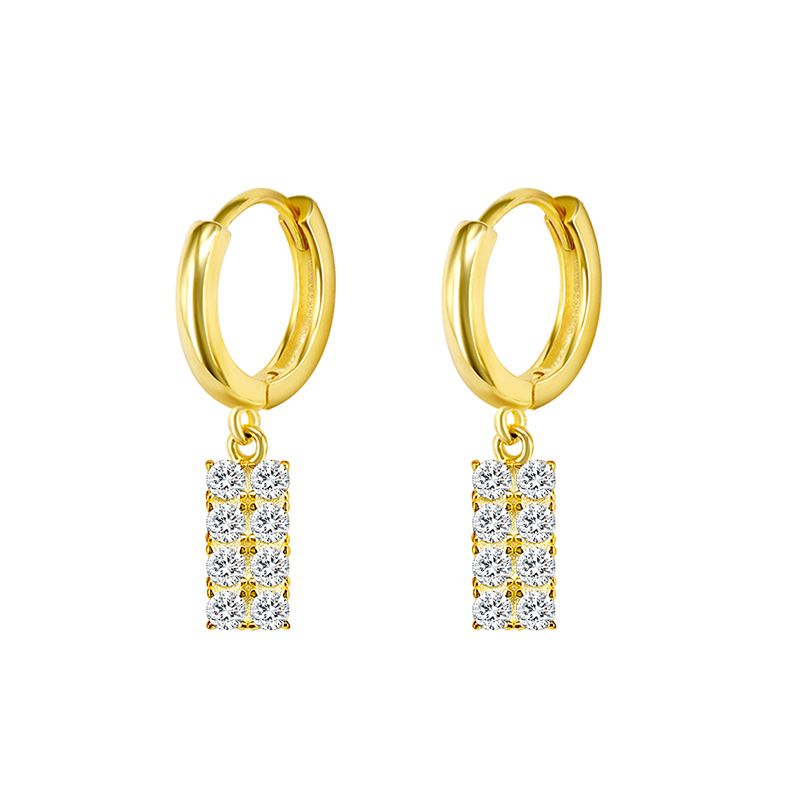 1 Pair Simple Style Shiny Geometric Inlay Copper Zircon Drop Earrings