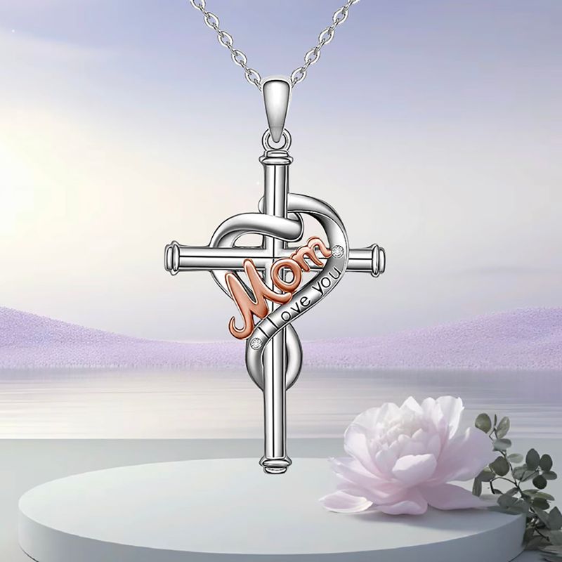Artistic Cross Alloy Plating Silver Plated Mother'S Day Unisex Pendant Necklace