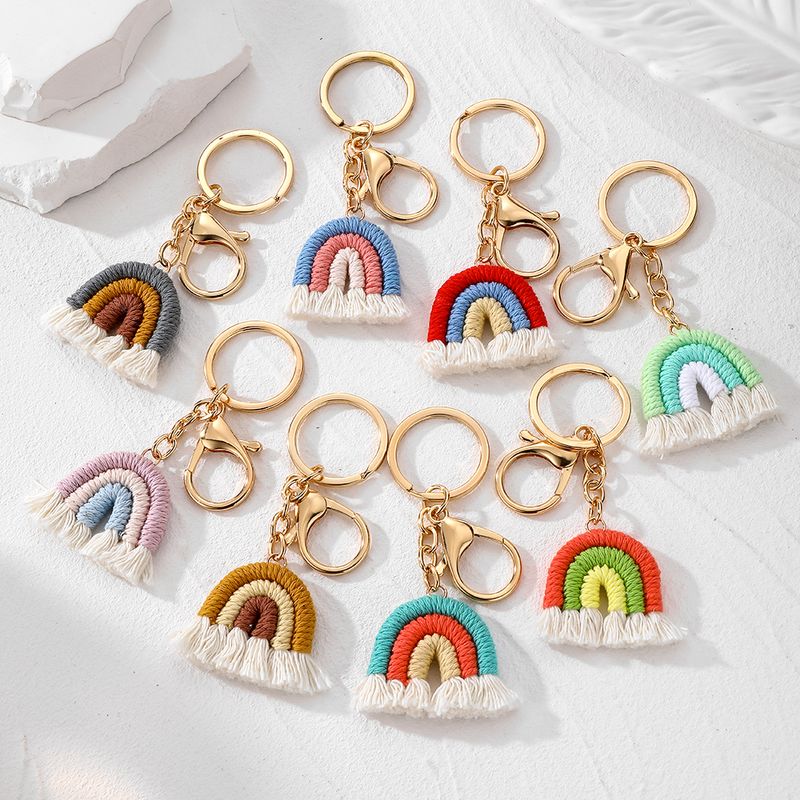 Casual Cute Simple Style Color Block Alloy Cotton Rope Keychain