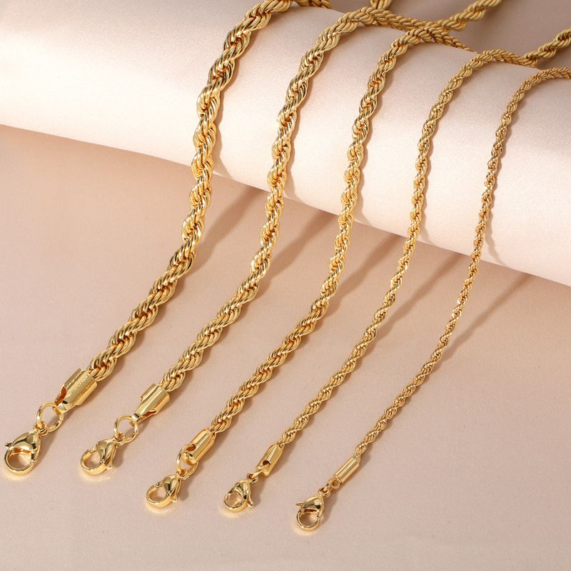 Copper 18K Gold Plated Retro Roman Style Solid Color Necklace