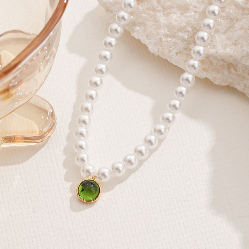 Elegant Klassisch Perle Künstlicher Kristall Kunstharz Perlen Frau Halskette