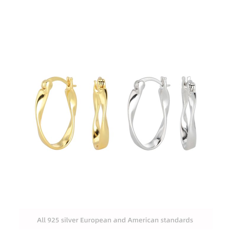 1 Paar Einfacher Stil Twist Sterling Silber Überzug Weißgold Plattiert Vergoldet Ohrringe