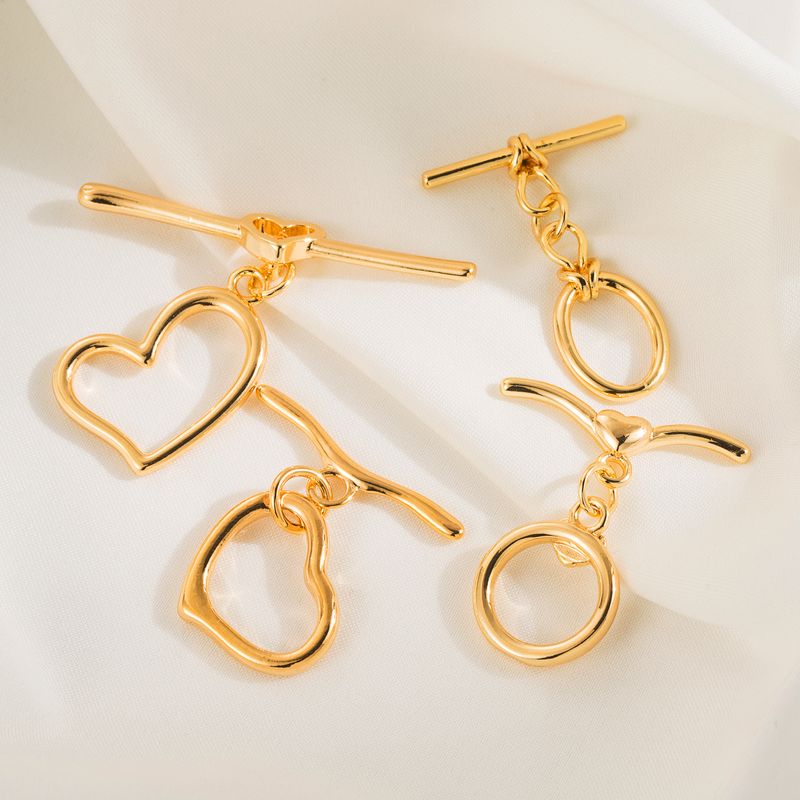 5 PCS/Package 20 * 27mm 22 * 23mm 26.4 * Mm Copper 14K Gold Plated Heart Shape Polished Connectors Jewelry Buckle