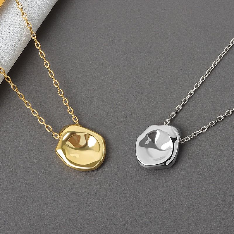 Sterling Silver Silver Plated Simple Style Classic Style Solid Color Plating Pendant Necklace