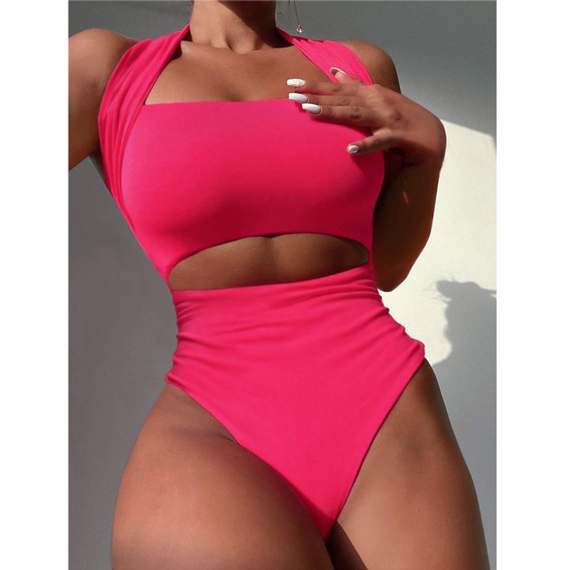 Women's Vacation Solid Color 1 Piece One Piece Swimwear