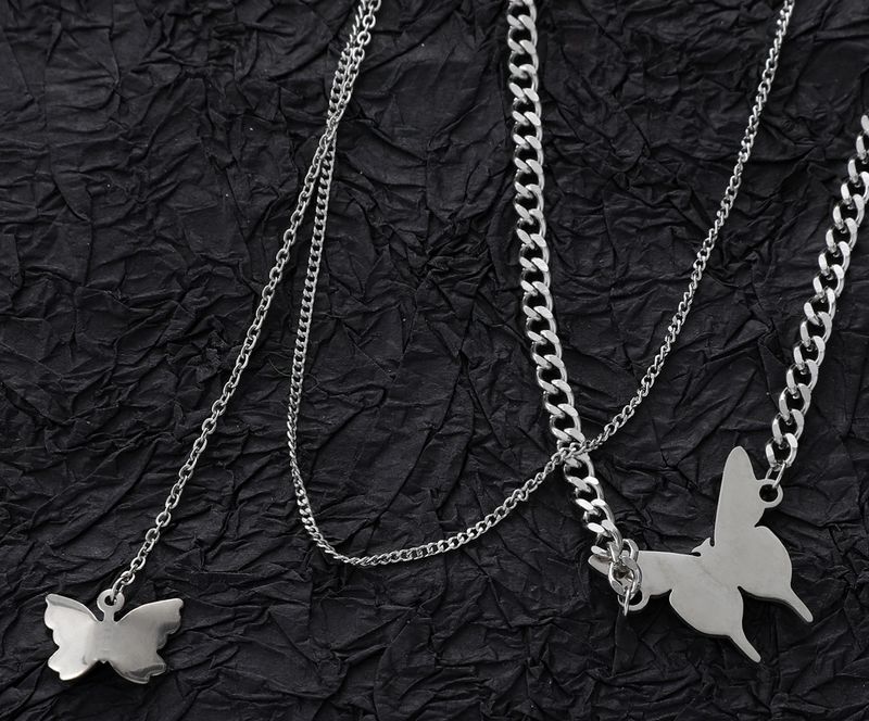Stainless Steel Hip-Hop Simple Style Butterfly Necklace