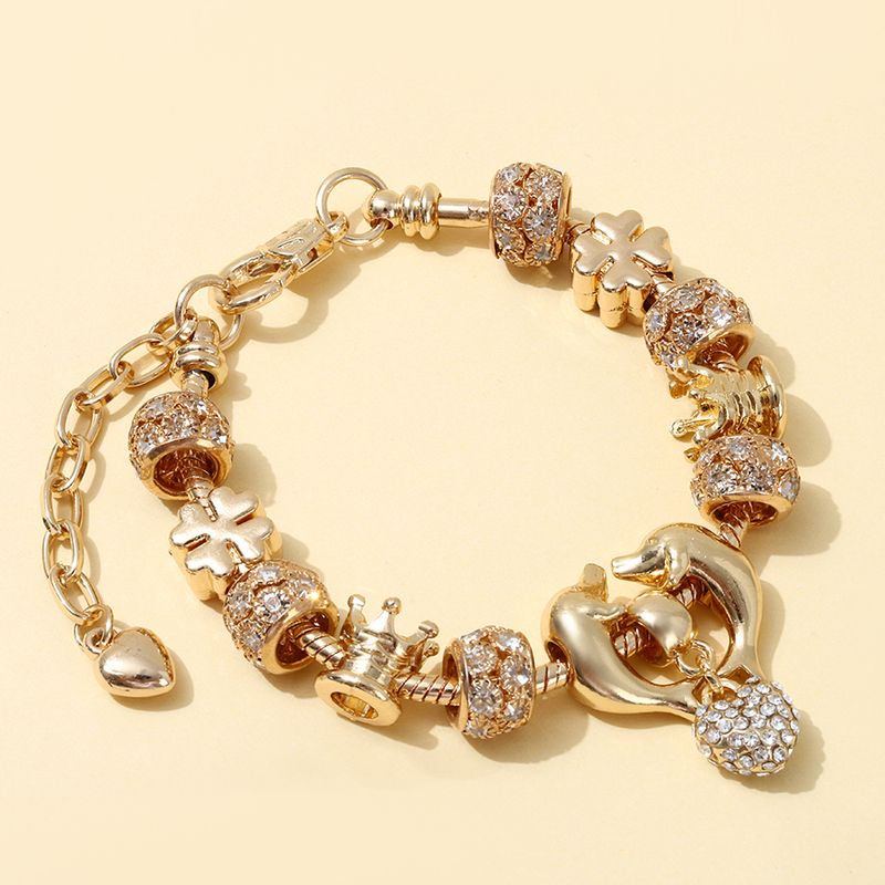 Simple Style Classic Style Dolphin Alloy Plating Inlay Zircon Gold Plated Women's Bracelets