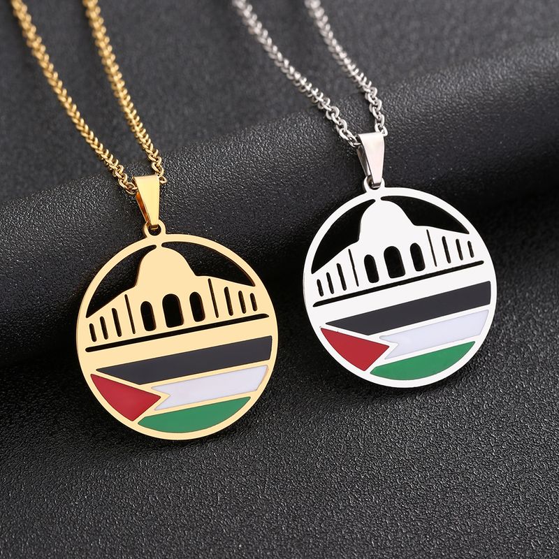 Ethnic Style Flag 201 Stainless Steel 304 Stainless Steel Enamel Plating None 18K Gold Plated Unisex Pendant Necklace