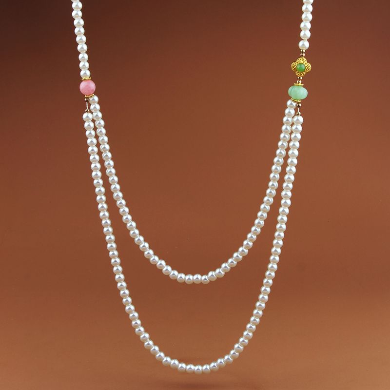 Großhandel Schmuck Elegant Einfacher Stil Runden Künstliche Perle Pulloverkette