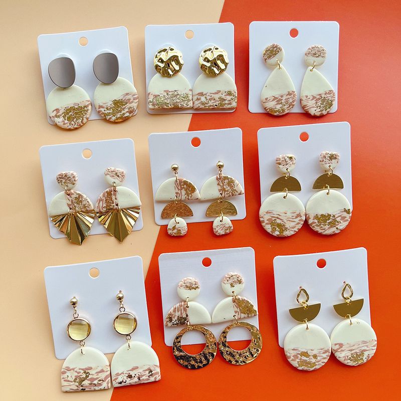 1 Pair IG Style Modern Style Classic Style Irregular Camouflage Plating Alloy Soft Clay Drop Earrings