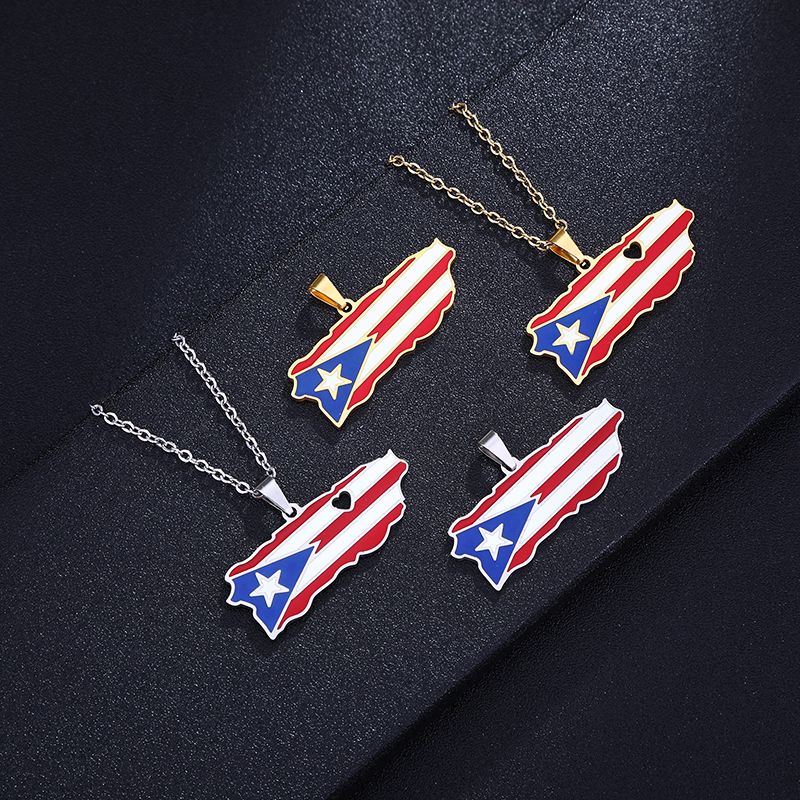 Ethnic Style Modern Style Classic Style Map 201 Stainless Steel 304 Stainless Steel Enamel Plating 18K Gold Plated Unisex Pendant Necklace