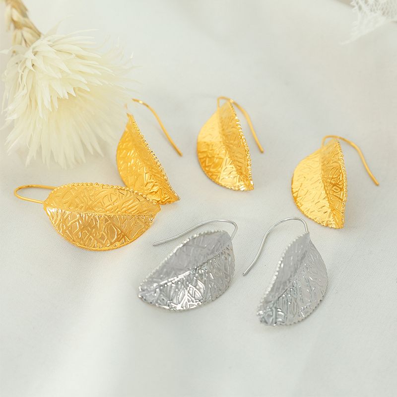 Titanium Steel Retro Simple Style Plating Leaf Drop Earrings