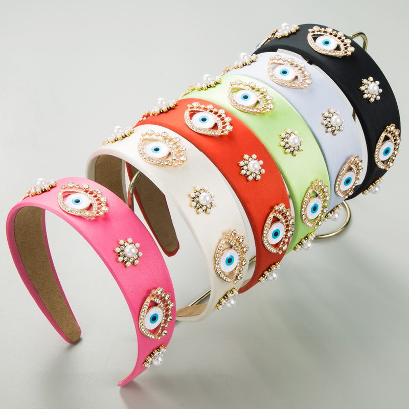 Women's Casual Modern Style Korean Style Devil's Eye Alloy Cloth Rhinestone Inlay Artificial Pearls Rhinestones Hair Band