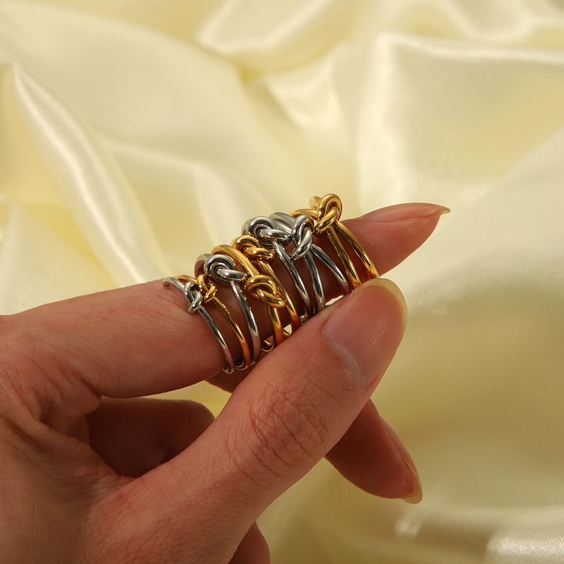 304 Stainless Steel 18K Gold Plated Simple Style Classic Style Polishing Plating Solid Color Open Rings