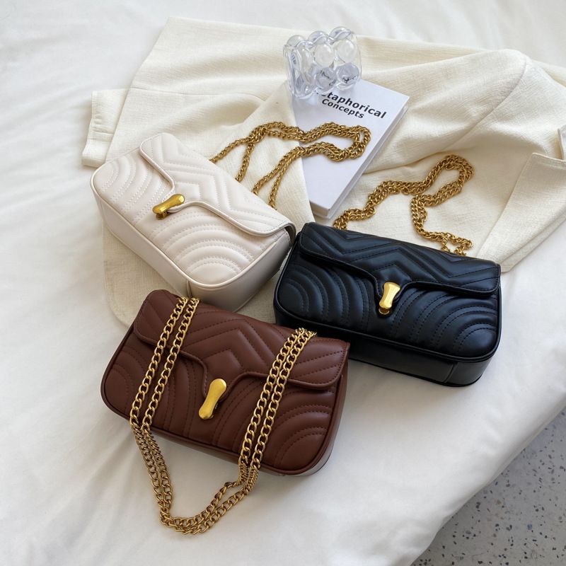 Women's Medium Pu Leather Solid Color Elegant Vintage Style Lock Clasp Crossbody Bag