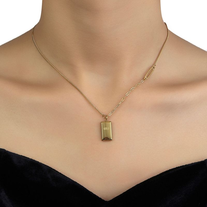 Ferroaleación (acero Inoxidable 201) Chapados en oro de 18k Estilo Simple Pulido Enchapado Color Sólido Collar Colgante
