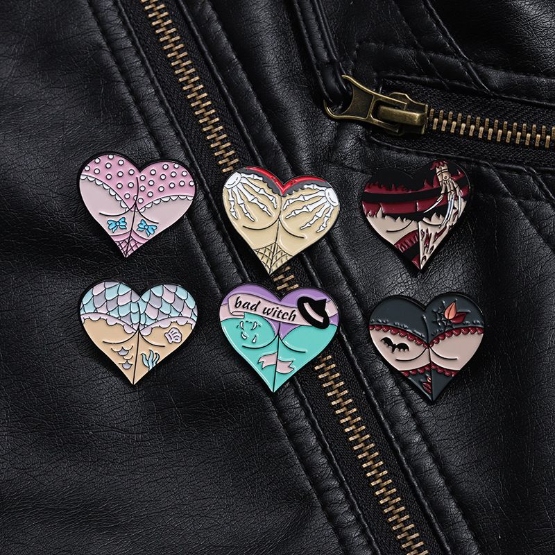 Estilo De Dibujos Animados Lindo Estilo Vaquero Letra Forma De Corazón Aleación Estampado Barniz De Estufa Mujeres Broches