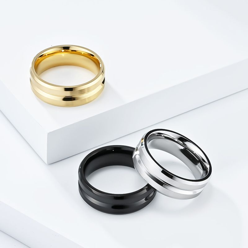 Einfacher Stil Einfarbig Edelstahl 304 18 Karat Vergoldet Unisex Ringe