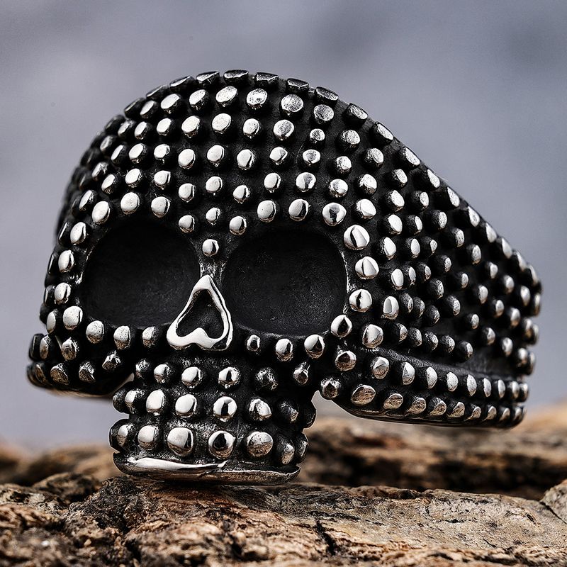 Hip-Hop Streetwear Skull 304 Stainless Steel Carving Men's Rings