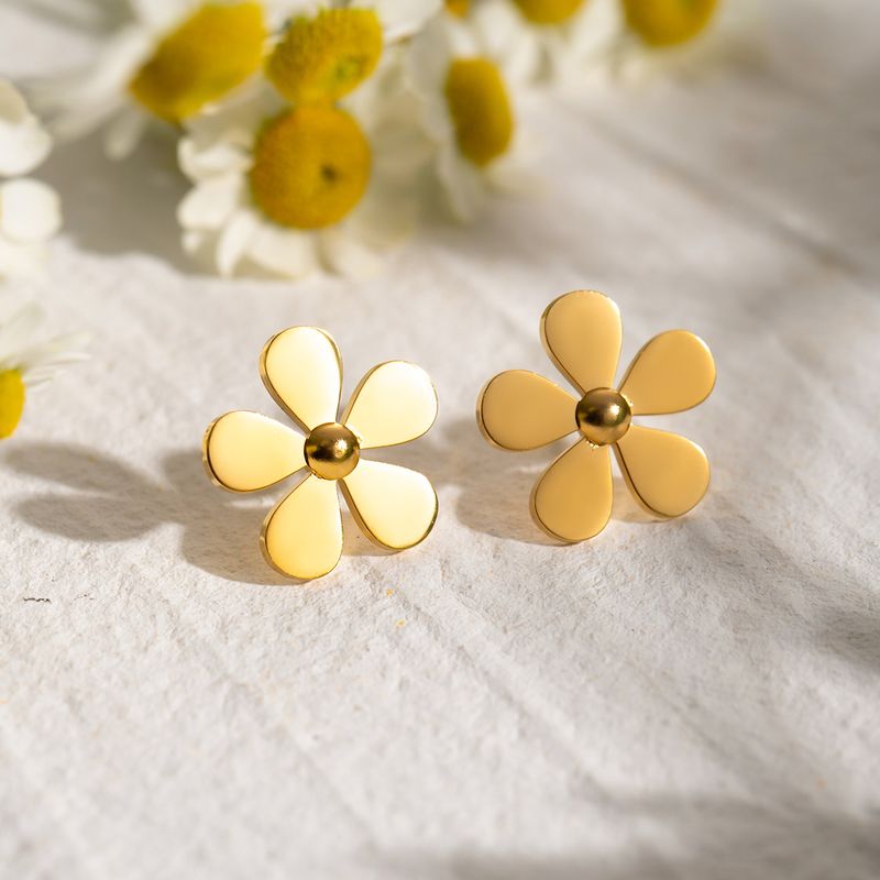 1 Pair IG Style Simple Style Flower 304 Stainless Steel 18K Gold Plated Ear Studs