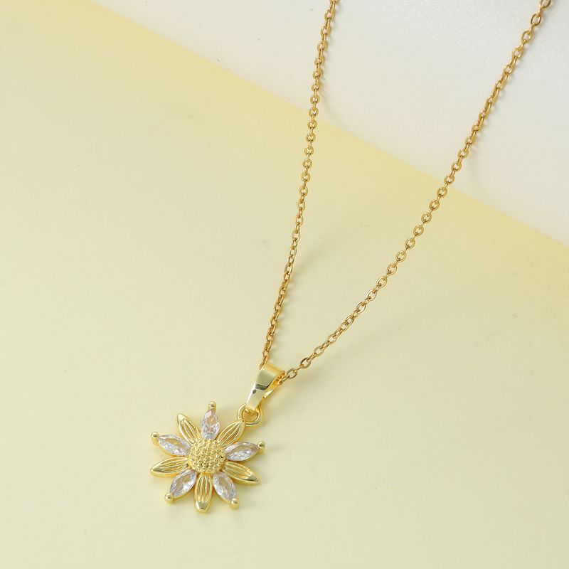 Wholesale Jewelry Simple Style Classic Style Snowflake Zinc Alloy Zircon Inlay Pendant Necklace