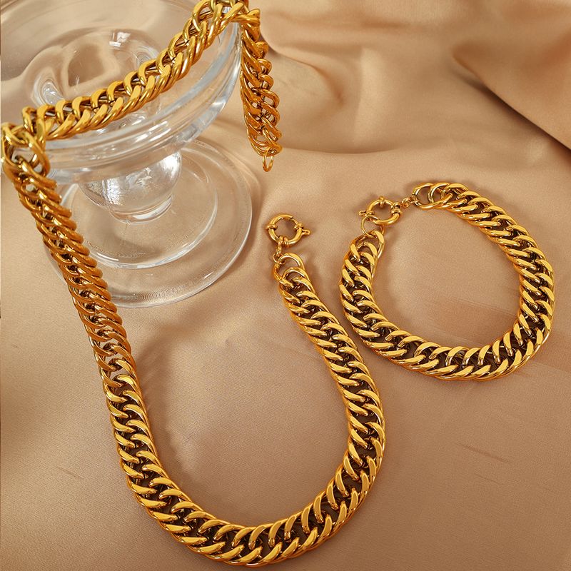 Acier Au Titane Plaqué Or 18K Style Simple Style Classique Placage Couleur Unie Bracelets Collier