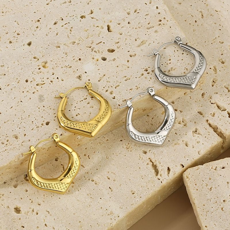 1 Par Estilo Simple Geométrico Acero Inoxidable 304 Chapados en oro de 18k Aretes