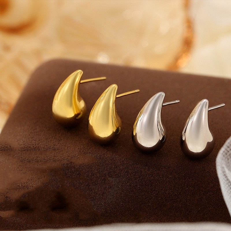 1 Pair IG Style Simple Style Water Droplets Sterling Silver White Gold Plated Gold Plated Ear Studs