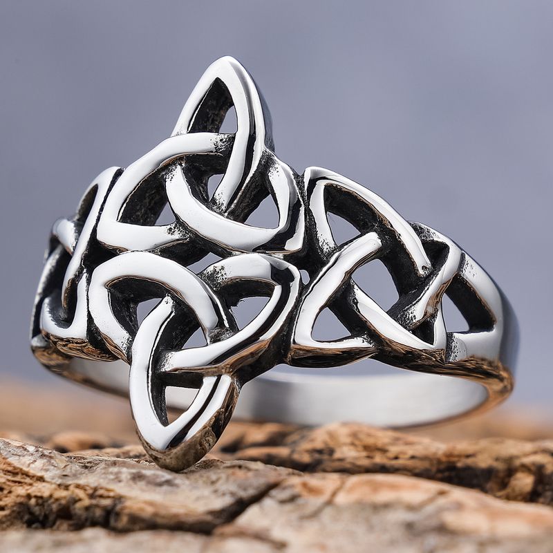 Hip-Hop Streetwear Geometric 304 Stainless Steel Carving Men's Rings