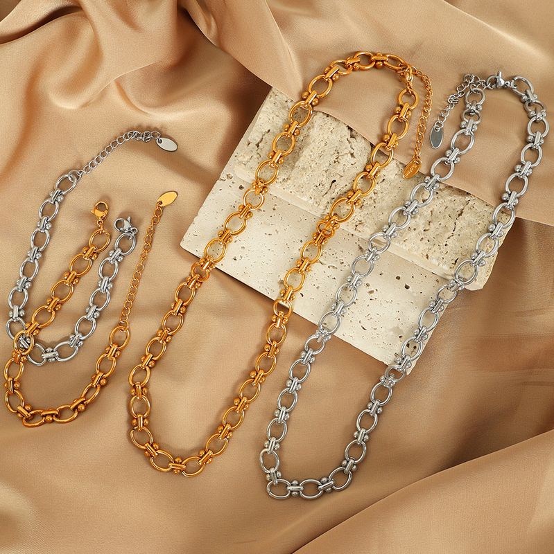 Acero Titanio Chapados en oro de 18k Elegante Retro Enchapado Cadena Color Sólido Pulsera Collar