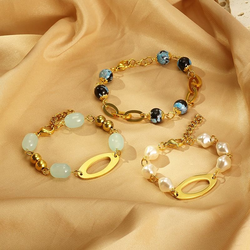 304 Stainless Steel Resin Simple Style Beaded Round Bracelets